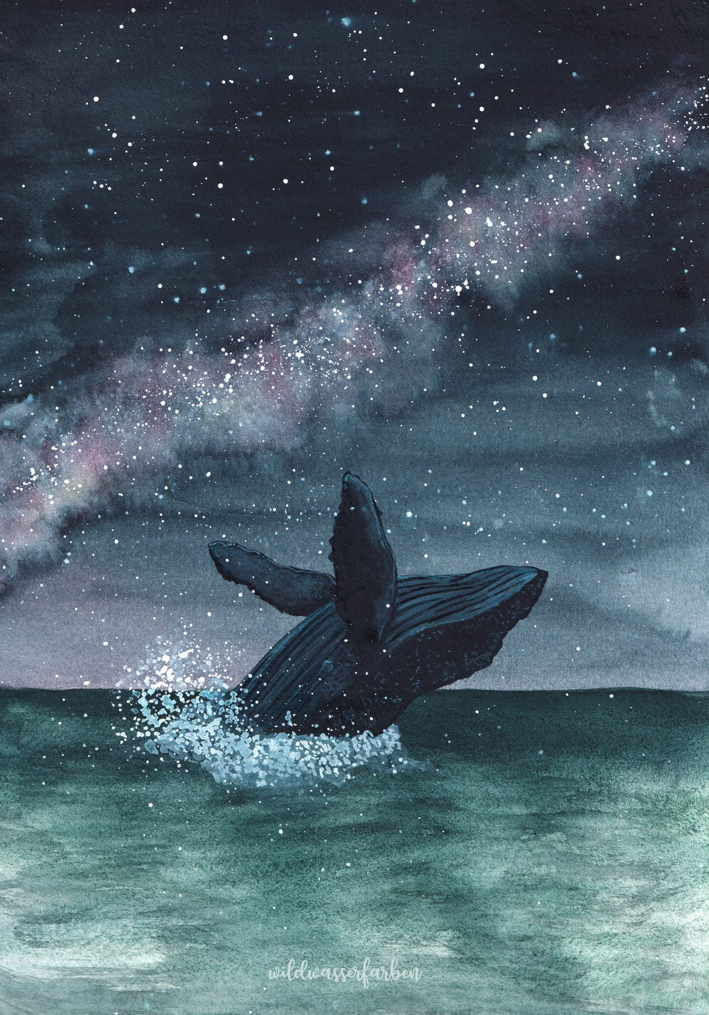 Aufgetaucht, Aquarell