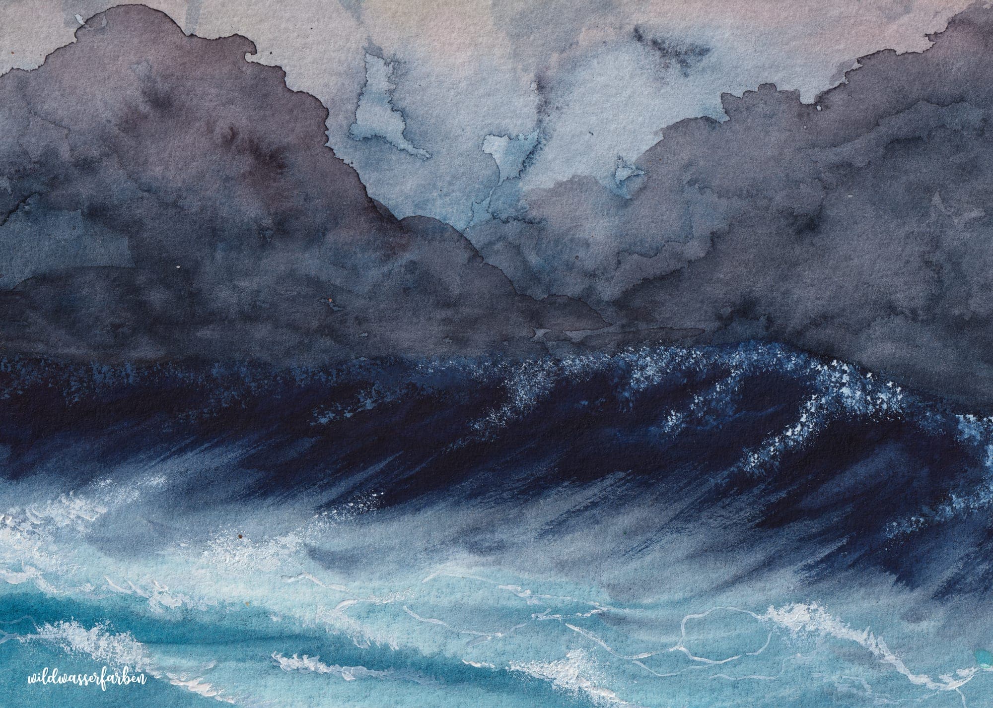 Aquarell einer stürmischen See von Maria Herzog