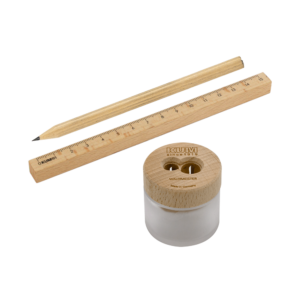 KUM Waldmeister Set mit Waldmeister, Holzlineal und Holzbleistift aus Buchenholz