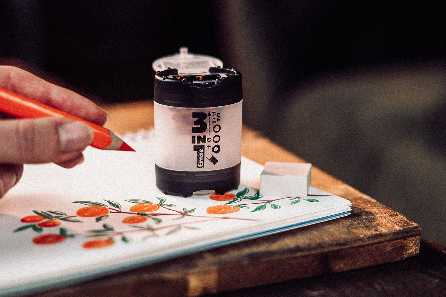 KUM 3-in-1 Double Sharpener with Eraser