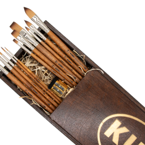 KUM Masters Atelier Collection Wooden Box mit KUM Wood Line Pinseln und Meisterwerk
