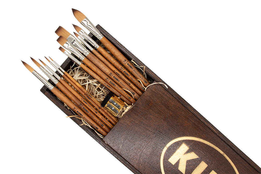 KUM Masters Atelier Collection wood KUM Masters Atelier Collection Wooden Box mit KUM Wood Line Pinseln und Meisterwerk