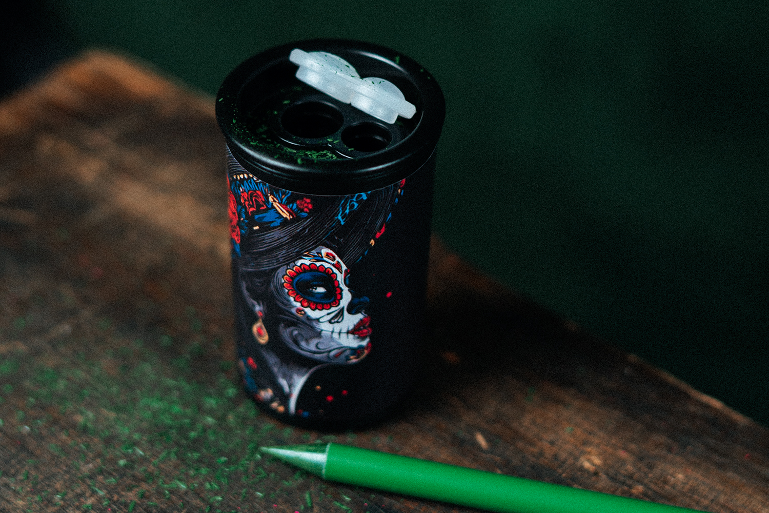 KUM container sharpener from the Tattoo series in the design La Catrina